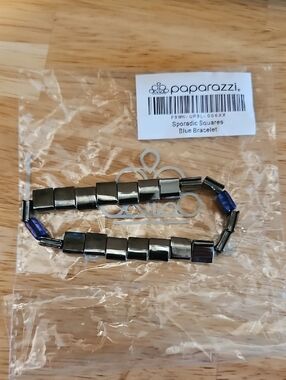 paparazzi Black and Blue Men’s Square Bead Bracelet